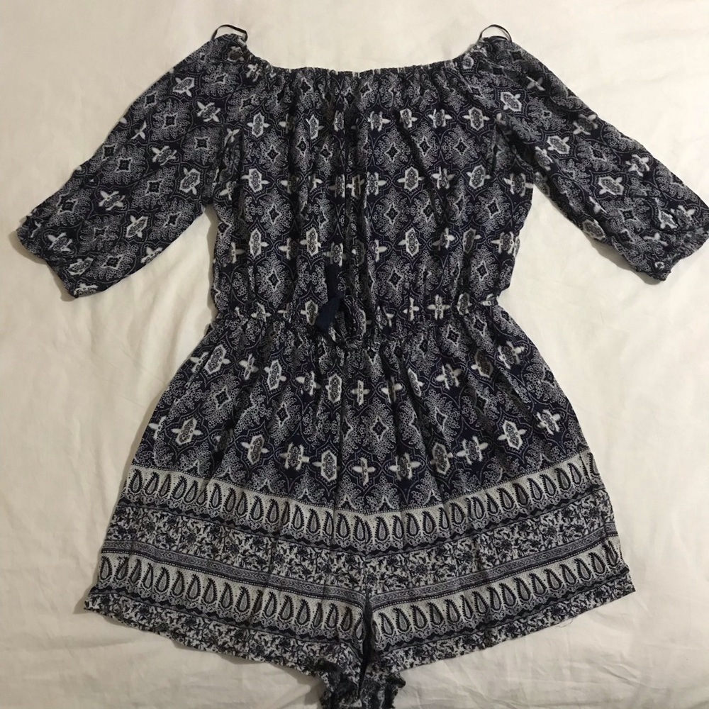 Blue long sleeve romper